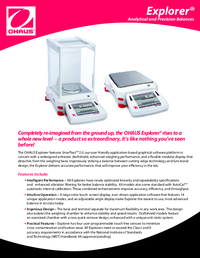 Thumbnail of document Data Sheet - Explorer Series, OHAUS Toploader Balance